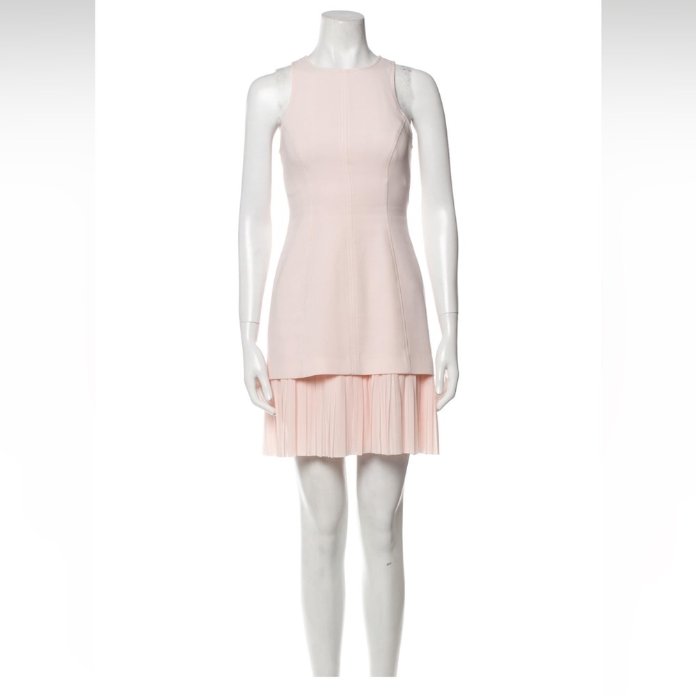 CINQ À SEPT Catriona Pleated Georgette-paneled Crepe Mini Dress In Blush Size 0
